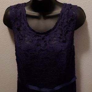 Long Lace Mesh Cap Sleeve Bridesmaid's Dress